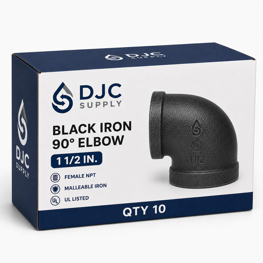 DJC Supply Black Iron Malleable/Black Steel Elbows and Hex Nipples, NPT Pipe Fittings