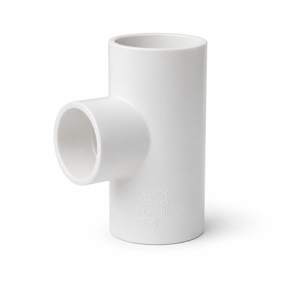 DJC Supply PVC Schedule 40 Tee, 1", White Pressure Fitting for Cold Water Supply, Slip x Slip x Slip, 1-Pack