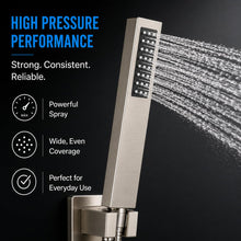 DJC Flow Handheld Shower Head Set – 100% 304 Stainless Steel Build with Metal Hose, Holder & Wall Connector – High Pressure Spray – Anti-Clog Nozzles – 10 Year Warranty