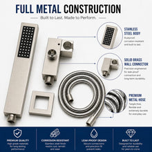 DJC Flow Handheld Shower Head Set – 100% 304 Stainless Steel Build with Metal Hose, Holder & Wall Connector – High Pressure Spray – Anti-Clog Nozzles – 10 Year Warranty