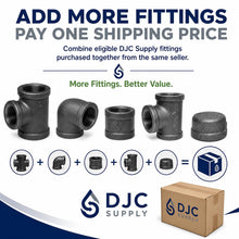 DJC Supply Black Malleable Iron Reducer Tee Fitting, NPT Threaded Reducing Tee for Black Steel Pipe, U.S. Standard Pipe Threads, for Residential & Commercial Gas & Air Applications