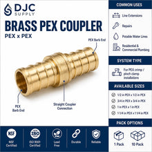 DJC Supply Brass PEX-B Fitting, Crimp-Style Plumbing Connector for PEX Tubing, Durable Brass Construction,