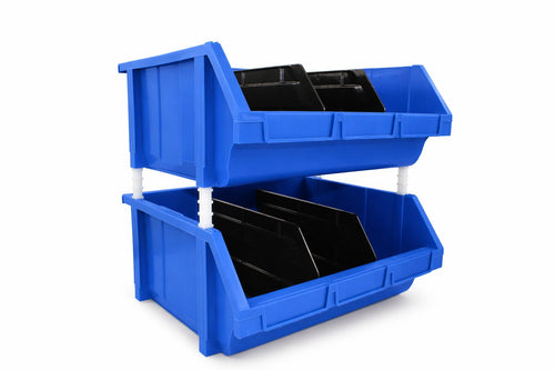 DJC Supply Extra Large Stackable Storage Bins 2 Pack – 16.5" x 14.5" x 6.9" Heavy Duty Organizer, Hangable & Side-Connect Design for Garage, Tools, Parts, Warehouse & Home Storage