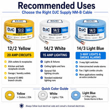 DJC Supply 12/2 NM-B Romex Cable with Ground, Yellow Jacket Indoor Residential Electrical Wire, 600V, Residential Branch Circuit Wire for Outlets, Switches & Lighting