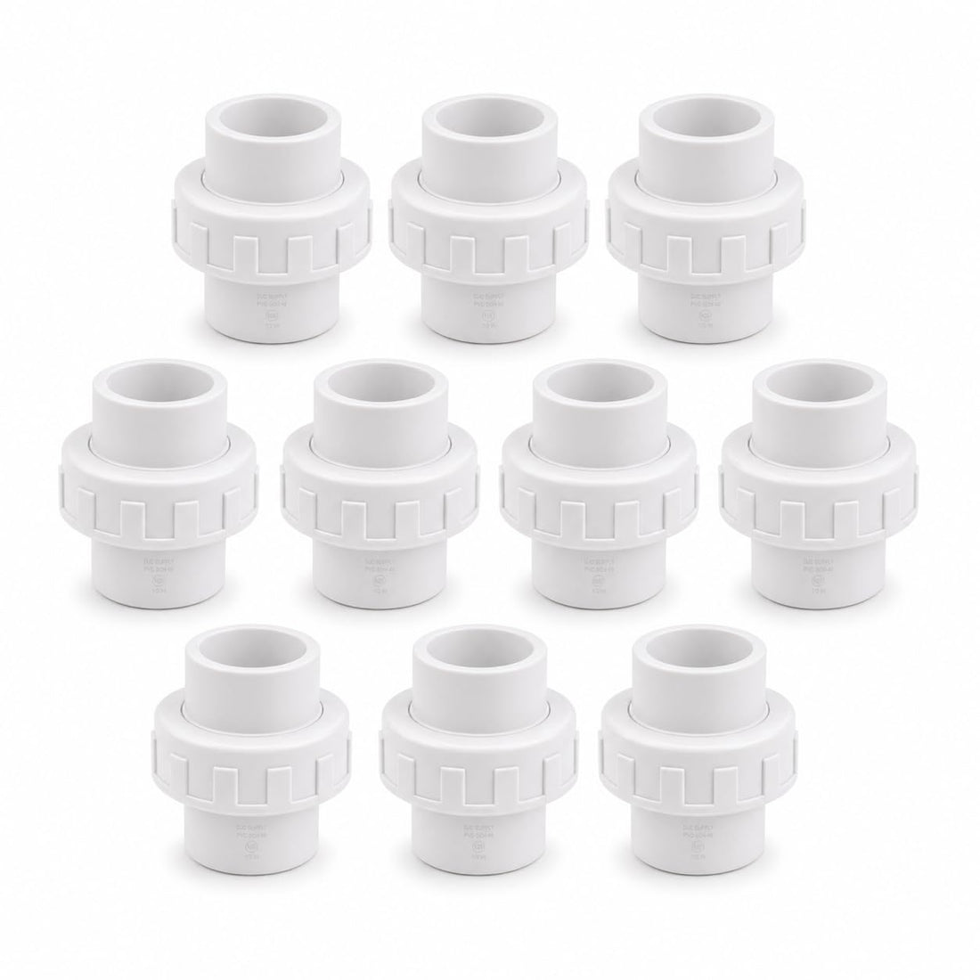 DJC Supply PVC Schedule 40 Unions, Slip x Slip, White