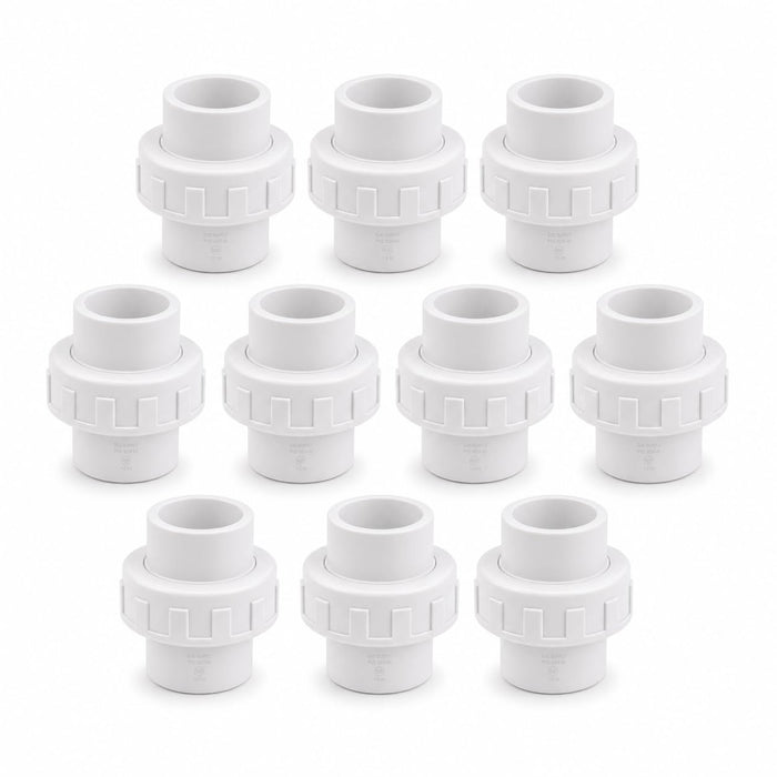 DJC Supply PVC Schedule 40 Unions, Slip x Slip, White