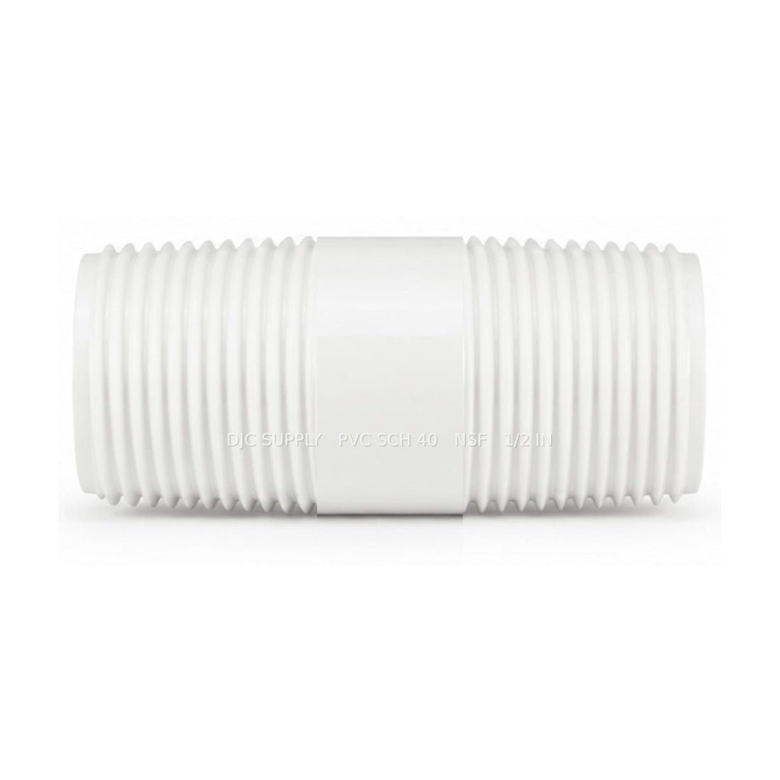 DJC Supply Schedule 40 PVC Threaded Pipe Nipples, White, Male NPT Both Ends