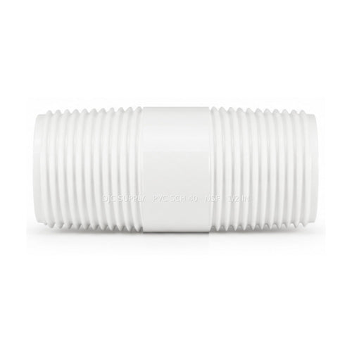 DJC Supply Schedule 40 PVC Threaded Pipe Nipples, White, Male NPT Both Ends