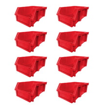 DJC Supply Red Small 3.9" X 6.3" X 2.9" Heavy duty thermoplastic storage bin organizer, Stackable, Hangable, Side-connect, Used in classrooms, garages, warehouse, factrories and more! (8 Pack)
