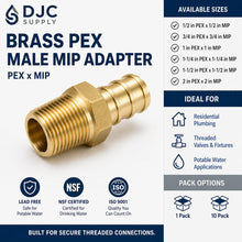 DJC Supply Brass PEX-B Fitting, Crimp-Style Plumbing Connector for PEX Tubing, Durable Brass Construction