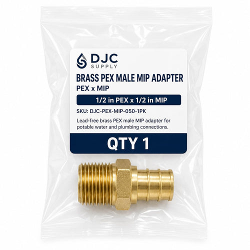DJC Supply Brass PEX-B Fitting, Crimp-Style Plumbing Connector for PEX Tubing, Durable Brass Construction