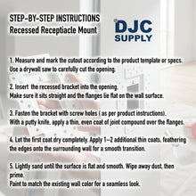 DJC Supply Trimless recessed Plaster-in Receptacle Frame Mount, Rolled Steel Satin White Powder Coat Finish, Ultra Modern Seamless Look. Upgrade Your Space!