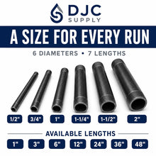 DJC Supply Black Iron Malleable/Black Steel Pipe Nipples, NPT Threaded Black Pipe