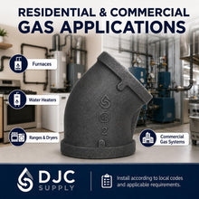 DJC Supply Black Iron Malleable/Black Steel 45 Degree Elbows, NPT Pipe Fittings