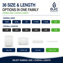DJC Supply Schedule 40 PVC Threaded Pipe Nipples, White, Male NPT Both Ends