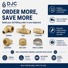DJC Supply Brass PEX-B FIP Female thread Fitting, Crimp-Style Plumbing Connector for PEX Tubing, Durable Brass Construction