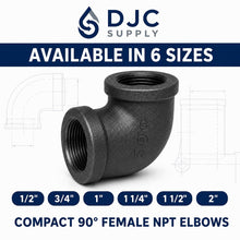 DJC Supply Black Iron Malleable/Black Steel 90 Degree Elbows, NPT Pipe Fittings