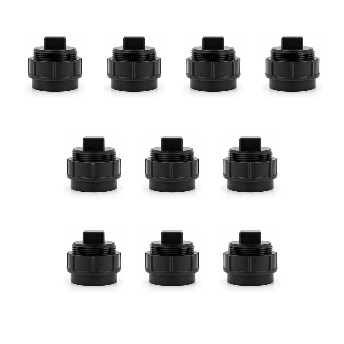 DJC Supply ABS DWV Cleanout Adapters with Plugs, Black - 1-1/2 Inch, 10