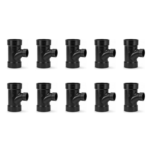 DJC Supply ABS DWV Sanitary Tees and Reducing Sanitary Tees, All Hub Black Drain Waste Vent Pipe Fittings