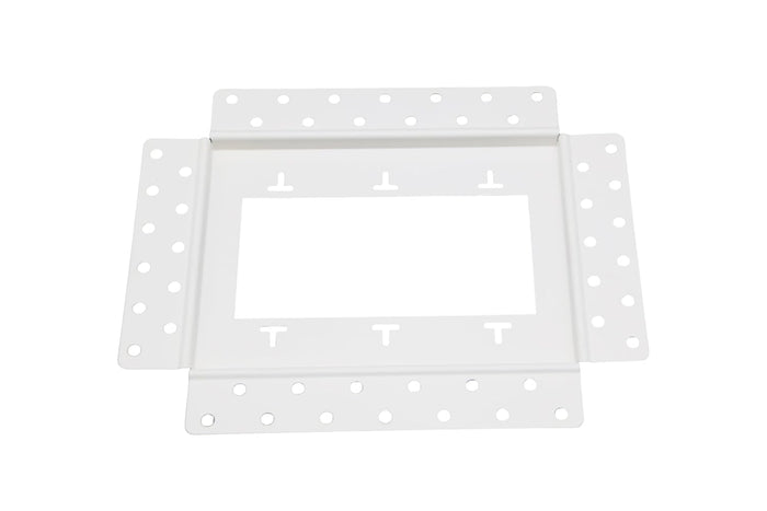 DJC Supply Trimless recessed Plaster-in Receptacle Frame Mount, Rolled Steel Satin White Powder Coat Finish, Ultra Modern Seamless Look. Upgrade Your Space!