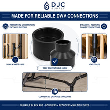 DJC Supply ABS DWV Couplings Black Drain Waste Vent Pipe Fittings