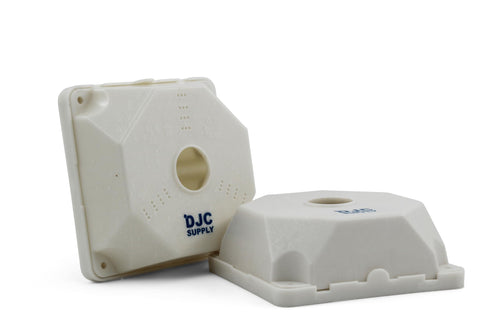 DJC Supply Universal CCTV Security Camera Mount, Junction Box for survlaince Camera, Multi Pattern mounting Hold for Easy Install. Strong ABS Plastic