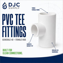 DJC Supply PVC Schedule 40 Tee, 1-1/2", White Pressure Fitting for Cold Water Supply, Slip x Slip x Slip, 10-Pack