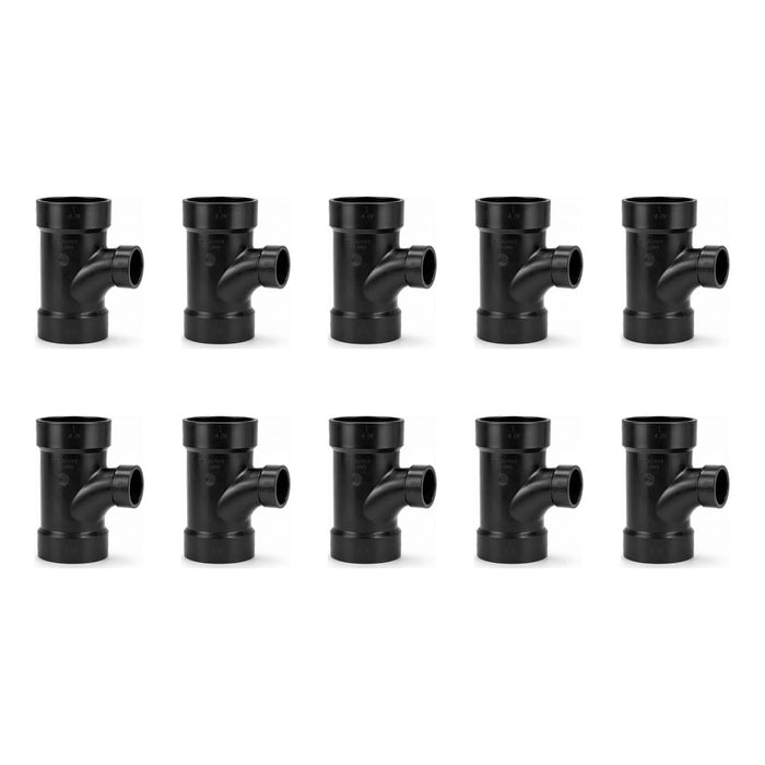 DJC Supply ABS DWV Sanitary Tees and Reducing Sanitary Tees, All Hub Black Drain Waste Vent Pipe Fittings