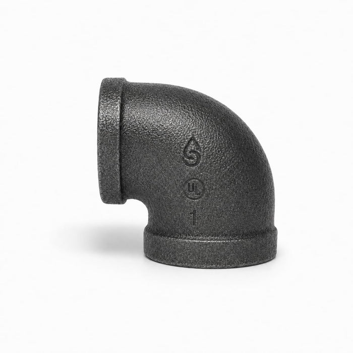 DJC Supply Black Iron Malleable/Black Steel 90 Degree Elbows, NPT Pipe Fittings