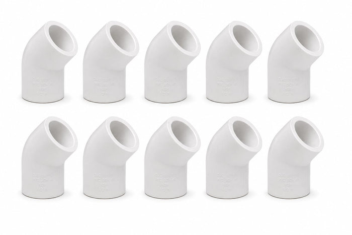 DJC Supply PVC Schedule 40 Elbows, 90 and 45 Degree, White