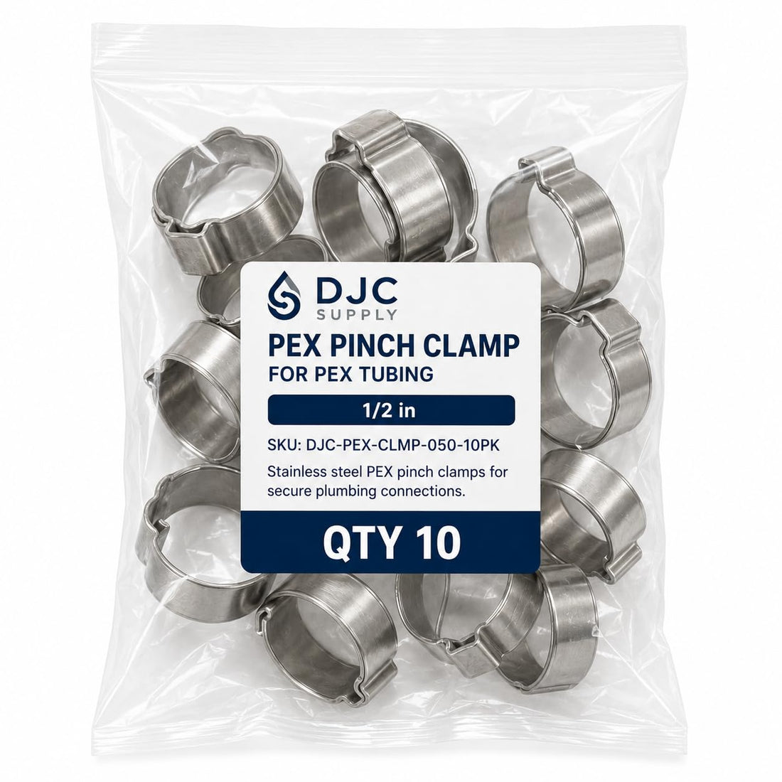 DJC Supply PEX-B Stainless Steel Pinch Clamp Rings