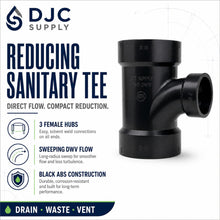 DJC Supply ABS DWV Sanitary Tees and Reducing Sanitary Tees, All Hub Black Drain Waste Vent Pipe Fittings
