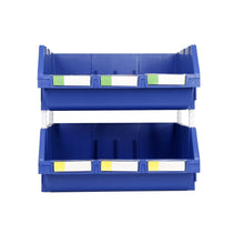 DJC Supply Extra Large Stackable Storage Bins 2 Pack – 16.5" x 14.5" x 6.9" Heavy Duty Organizer, Hangable & Side-Connect Design for Garage, Tools, Parts, Warehouse & Home Storage