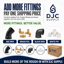 DJC Supply ABS DWV Elbows, 45 Degree, Long Sweep 1/4 Bend 90 Degree, and 90 Degree Vent Turns, Black Fittings