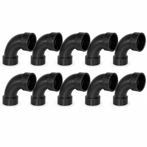 DJC Supply ABS DWV Elbows, 45 Degree, Long Sweep 1/4 Bend 90 Degree, and 90 Degree Vent Turns, Black Fittings