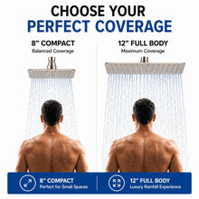 DJC Flow Square Rainfall Shower Head 8” & 12” – 100% 304 Stainless Steel Build – High Pressure Ultra Thin Design – Anti-Clog Nozzles – Universal Fit – 10 Year Warranty
