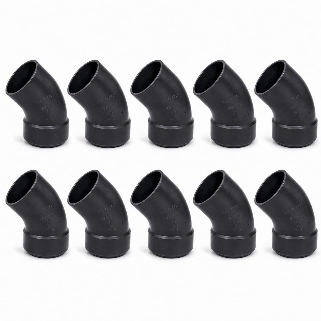 DJC Supply ABS 45 degree street elbow, hub x spigot, 1-1/2 Inch single-fitting example