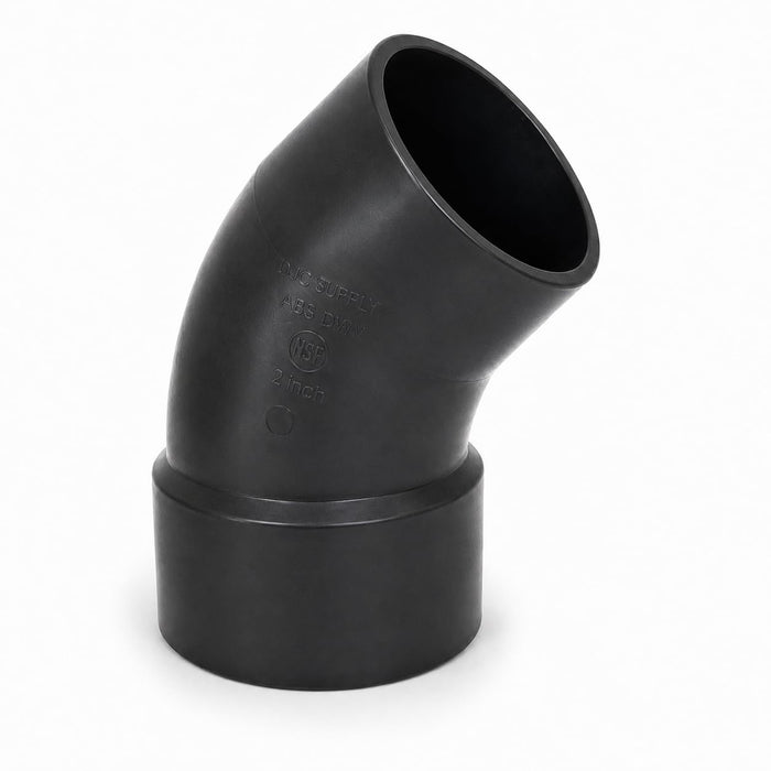 DJC Supply ABS 45 degree street elbow, hub x spigot, 2 Inch single-fitting example
