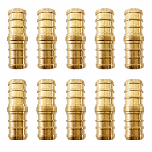DJC Supply brass PEX straight couplings, ten-piece pack illustration