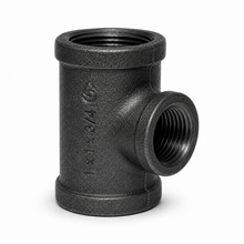 DJC Supply black iron reducing tee, 1 x 1 x 3/4 inch product illustration