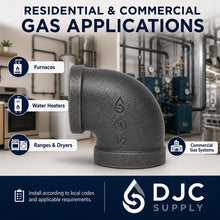 DJC Supply Black Iron Malleable/Black Steel Elbows and Hex Nipples, NPT Pipe Fittings