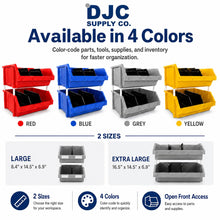 DJC Supply Extra Large Stackable Storage Bins 2 Pack – 16.5" x 14.5" x 6.9" Heavy Duty Organizer, Hangable & Side-Connect Design for Garage, Tools, Parts, Warehouse & Home Storage