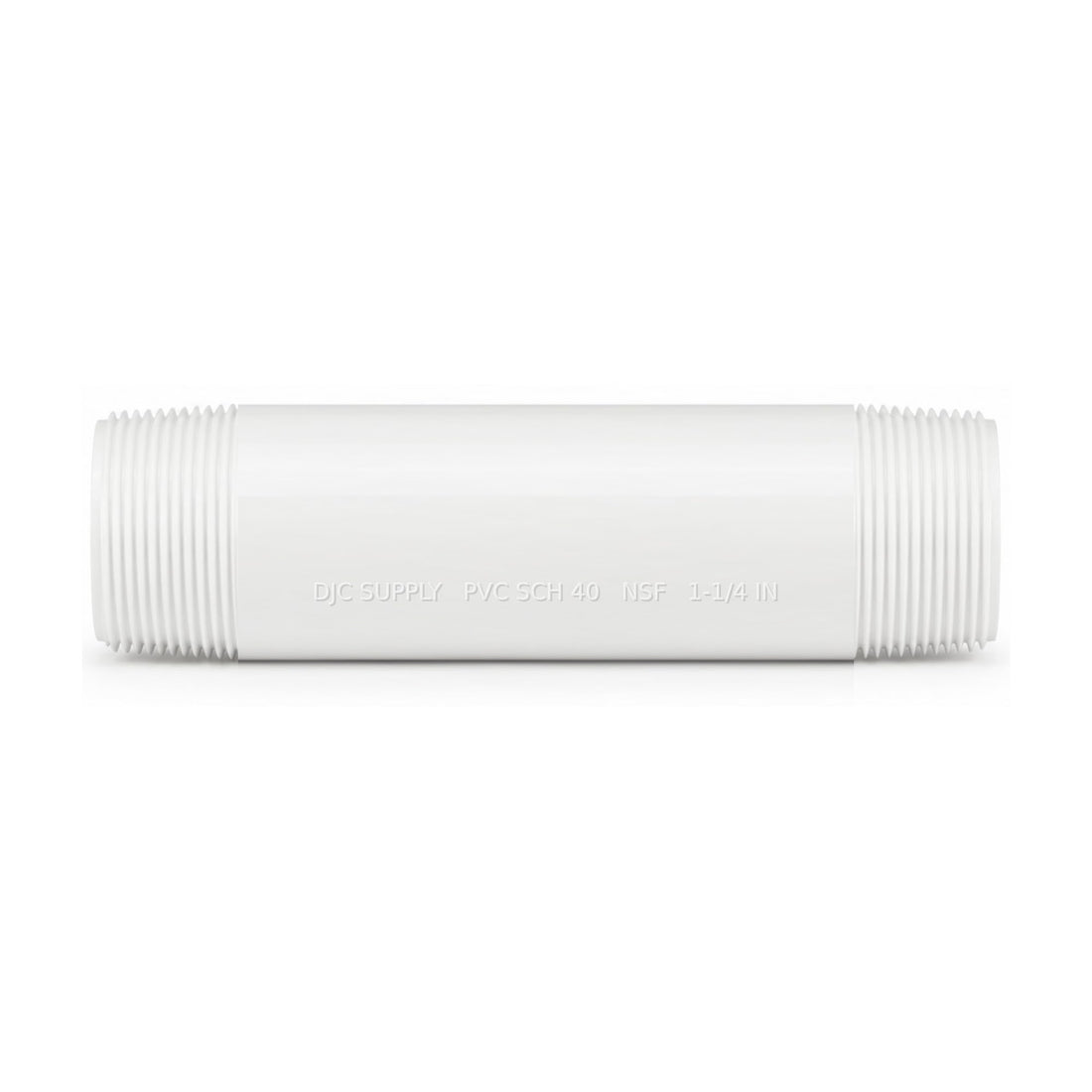 DJC Supply Schedule 40 PVC Threaded Pipe Nipples, White, Male NPT Both Ends