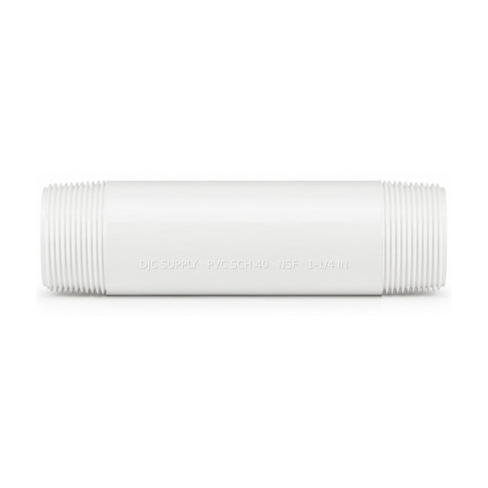 DJC Supply Schedule 40 PVC Threaded Pipe Nipples, White, Male NPT Both Ends