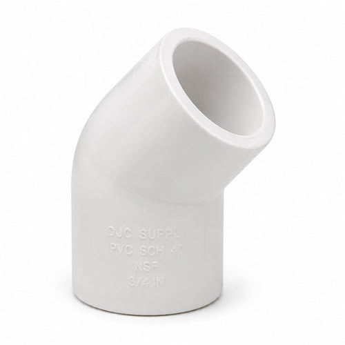 DJC Supply PVC Schedule 40 Elbows, 45 Degree, White