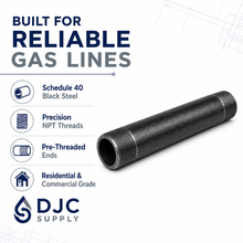 DJC Supply 3/4" Black Iron Malleable/Black Steel Pipe Nipples, NPT Threaded Black Pipe (Copy)