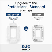 DJC Supply Trimless recessed Plaster-in Receptacle Frame Mount, Rolled Steel Satin White Powder Coat Finish, Ultra Modern Seamless Look. Upgrade Your Space!
