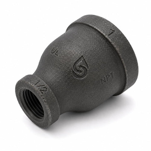 DJC Supply Black Iron Malleable/Black Steel Reducers and Ball Valves, NPT Pipe Fittings
