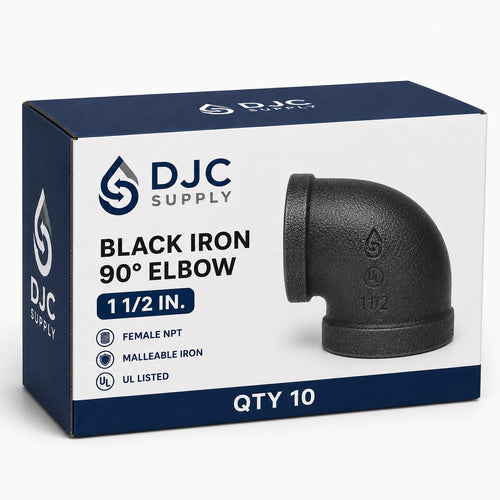 DJC Supply Black Iron Malleable/Black Steel Elbows and Hex Nipples, NPT Pipe Fittings