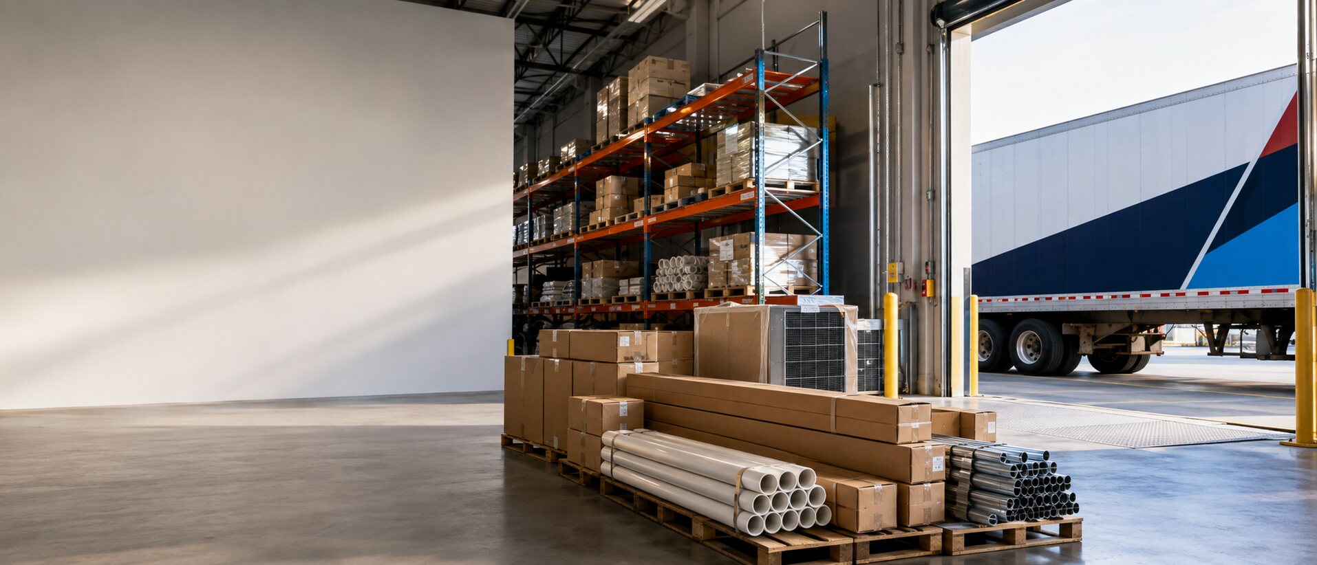 Rough In Supply products staged for nationwide shipping